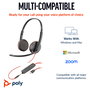 Poly Blackwire 3225 Stereo USB-C Headset con conector 3,5 mm y adaptador USB-C/A, Negro