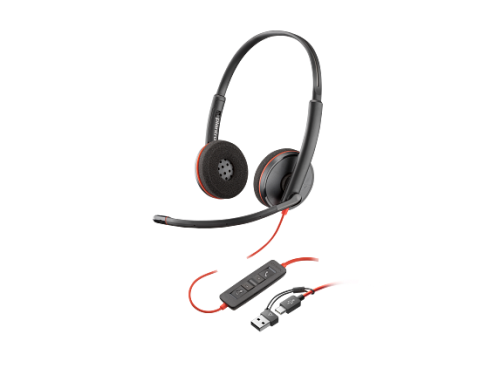 HP Poly Blackwire 3225 Stereo USB-C/A con conector 3,5 mm Negro