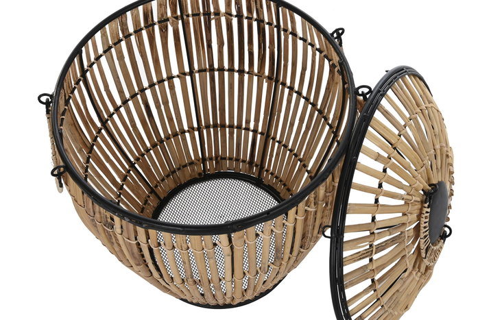 DKD Home Decor Set de 2 Cestos para la Ropa Ratan y Metal Natural/Negro DKD Home Decor Set de 2 Cestos para la Ropa Ratan y Metal Natural/Negro
