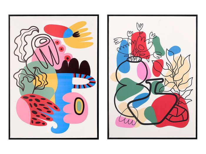 Giftdecor Cuadro Lienzo Marco Negro Multicolor 50 x 70 cm Surtidos Tela Madera Plástico (Set de 2) Giftdecor Cuadro Lienzo Marco Negro Multicolor 50 x 70 cm Surtidos Tela Madera Plástico (Set de 2)