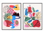 Giftdecor Cuadro Lienzo Marco Negro Multicolor 50 x 70 cm Surtidos Tela Madera Plástico (Set de 2)