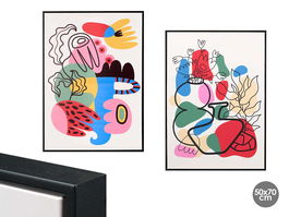 Giftdecor Cuadro Lienzo Marco Negro Multicolor 50 x 70 cm Surtidos Tela Madera Plástico (Set de 2)