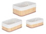 Kipit Set de 3 Organizadores de Bambú y Tela Natural Rectangular, Color Natural, 30.5 x 20.5 x 12.8 cm (Grande) y 2 tamaños más (Set de 4)