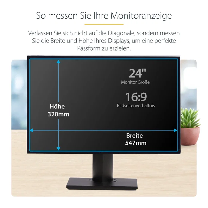 StarTech.com 2469A-PRIVACY-SCREEN Filtro de Privacidad Colgante para Monitor de 24" (61 cm) 16:9 - Protector Acrílico con Filtro Luz Azul - Universal