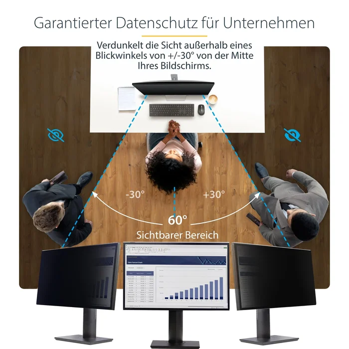 StarTech.com 2469A-PRIVACY-SCREEN Filtro de Privacidad Colgante para Monitor de 24" (61 cm) 16:9 - Protector Acrílico con Filtro Luz Azul - Universal