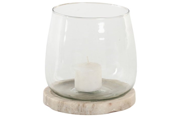 DKD Home Decor Portavelas de Mármol y Cristal Blanco 13x13x13 cm DKD Home Decor Portavelas de Mármol y Cristal Blanco 13x13x13 cm