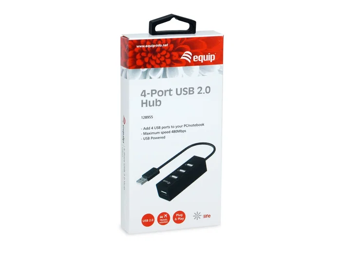 EQUIP Hub USB 2.0 de 4 puertos Negro