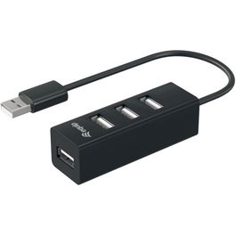 Equip 128955 Hub USB 2.0 Tipo A de 4 Puertos para PC y Portátil, Negro