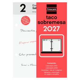 Finocam Taco Calendario de Sobremesa 2027 Neutro 85x120mm 2 Pág/Día
