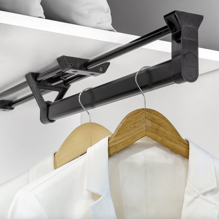 Emuca Colgador extraíble para armario, Aluminio, Pintado negro