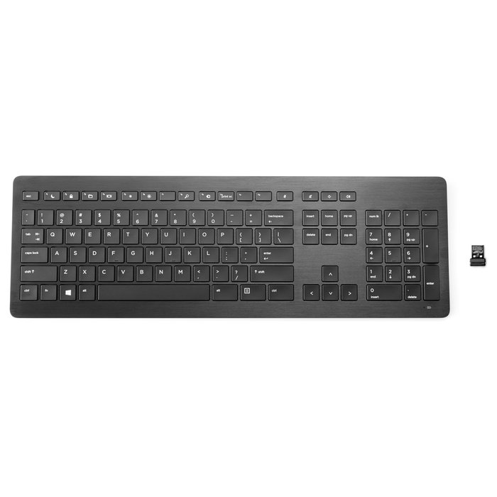 HP Teclado Inalámbrico Premium, Layout Alemán (DE), Aluminio Anodizado, Negro, 100%, RF, Compatible con Windows 10/8.1/7, Receptor USB Incluido HP Teclado Inalámbrico Premium, Layout Alemán (DE), Aluminio Anodizado, Negro, 100%, RF, Compatible con Windows 10/8.1/7, Receptor USB Incluido