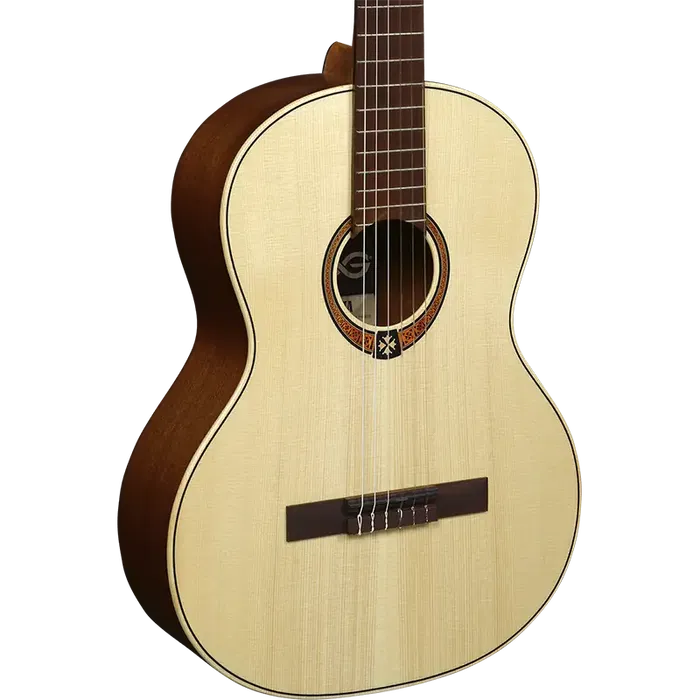 LAG Guitarra Clásica Occitania 70 - 4/4 Guitarra Clásica de Abeto Engelmann Macizo y Caoba, Acabado Satinado Natural