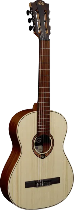 LAG Guitarra Clásica Occitania 70 - 4/4 Guitarra Clásica de Abeto Engelmann Macizo y Caoba, Acabado Satinado Natural
