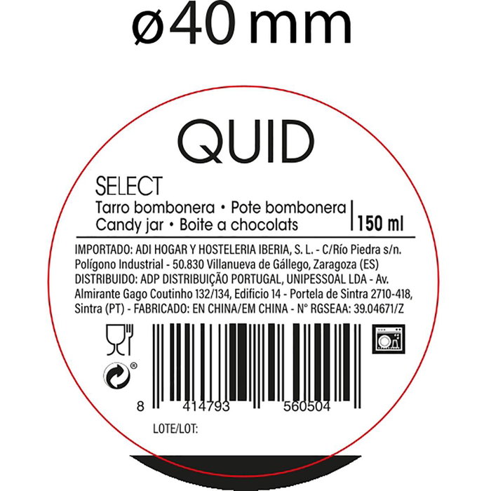 Tarro Mini Hermético Vidrio Select Quid 15 cL (36 Unidades)