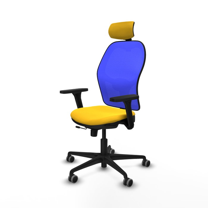 PIQUERAS Y CRESPO Silla de oficina Jorquera con mecanismo Sincro/Traslack, Amarillo y Azul PIQUERAS Y CRESPO Silla de oficina Jorquera con mecanismo Sincro/Traslack, Amarillo y Azul