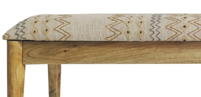 DKD Home Decor Descalzadora Algodón Mango Ikat Bordado Crudo Multicolor
