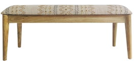 DKD Home Decor Descalzadora Algodón Mango Ikat Bordado Crudo Multicolor