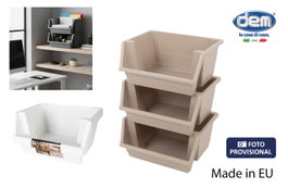 Inde Set de 3 Cestas de Almacenaje y Ordenación Apilables para Hogar, Dimensiones 39.5 x 45.5 x 26.7 cm (4 Cajas)