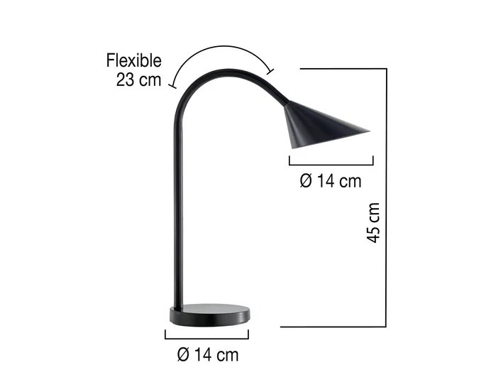 UNILUX Lámpara de escritorio LED 6W negra con brazo flexible