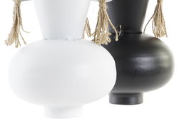 DKD Home Decor Jarrón Colonial Negro Blanco Metal 12 x 12 x 16 cm (4 Unidades)