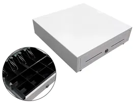 Seypos Cajon Portamonedas Blanco 410x415x110mm Eléctrico 8 Monederos 4 Billeteros con Llave