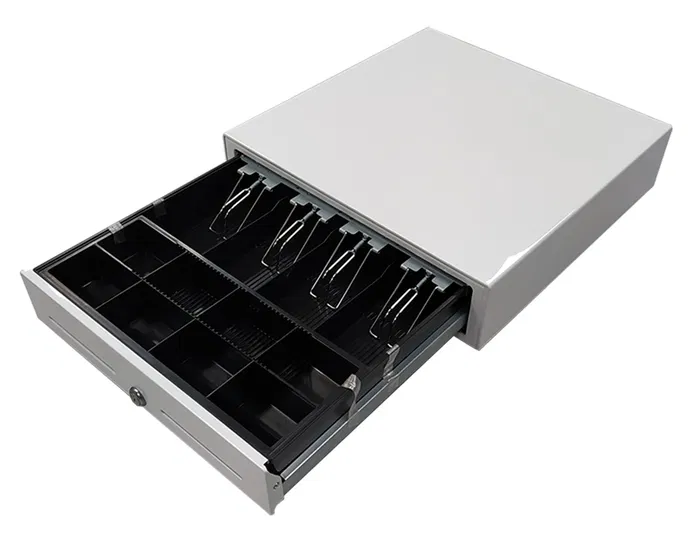 Seypos Cajon Portamonedas Blanco 410x415x110mm Eléctrico 8 Monederos 4 Billeteros con Llave