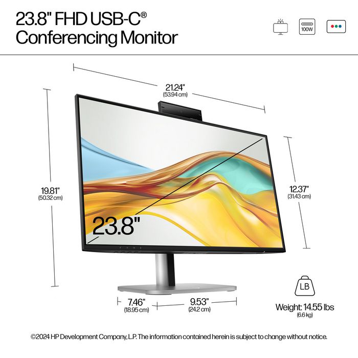 HP Monitor de Conferencias 524pm Serie 5 Pro 23.8" FHD USB-C