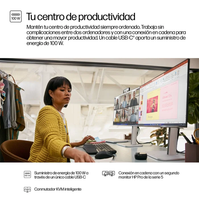 HP Series 5 Pro 524pm Monitor de videoconferencia FHD USB-C de 23,8 pulgadas