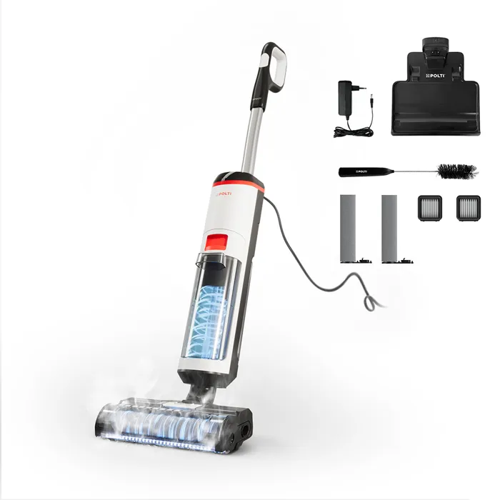 Polti Aspiradora mopa a vapor RollySteam WD10, 7000 Pa, 0.6 L, Negro/Blanco POL8007411013973