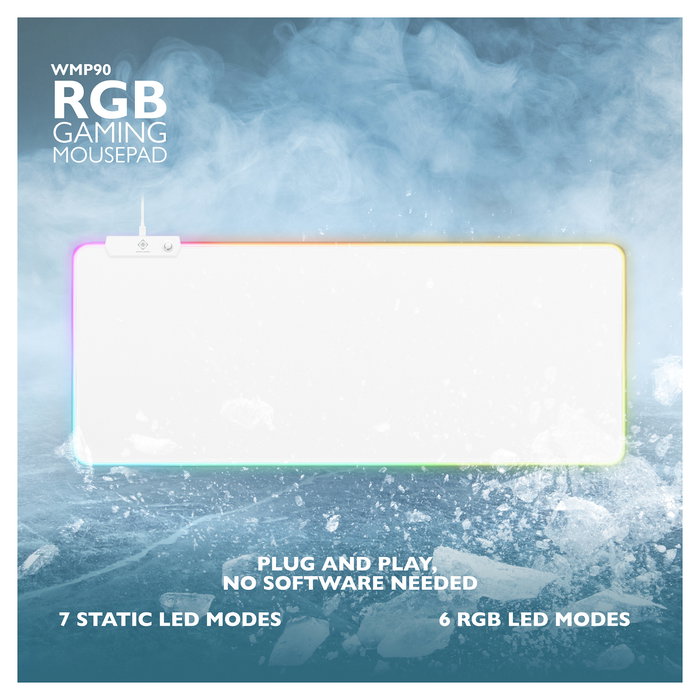 Deltaco Gaming WMP90 RGB Gaming Mouse Pad XL - Alfombrilla de ratón, 900x360mm, superficie de tela, iluminación RGB, base antiderrapante, USB