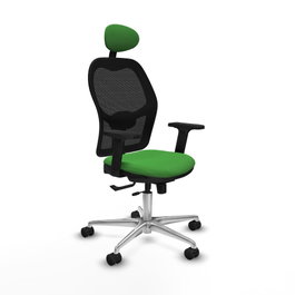 PIQUERAS Y CRESPO Silla de oficina Jorquera con mecanismo Sincro/Traslack, Tela Verde y Malla Negra