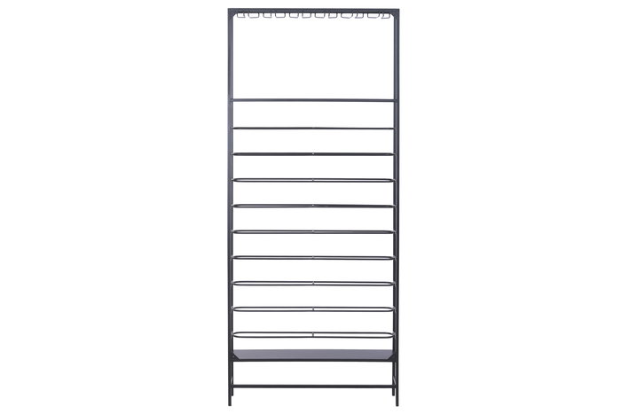 DKD Home Decor Botellero Loft, Metal, Negro, 16 x 180 x 75 cm, 11 Estantes