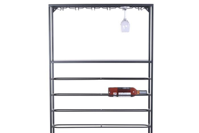 DKD Home Decor Botellero Loft, Metal, Negro, 16 x 180 x 75 cm, 11 Estantes