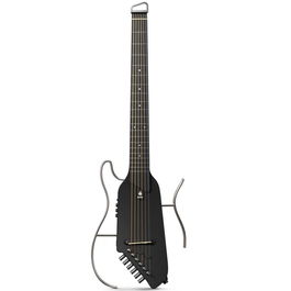 Donner Hush-I Guitarra Eléctrica Negra, Cuerpo de Caoba, Diseño Sin Pala, Silenciosa para Practicar