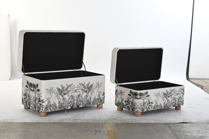 Descalzadora Tropical DKD Home Decor Beige Verde 40 x 43 x 70 cm Set de 2