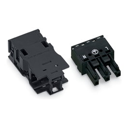 WAGO 770-203/035-000 Buchse de 3 polos con carcasa de alivio de tensión, negro