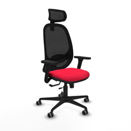 PIQUERAS Y CRESPO Silla de oficina Cilanco con mecanismo Sincro/Traslack, Rojo y Negro