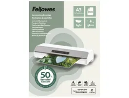 Fellowes Bolsa de Plastificar Recicladas Brillo DIN A3 80 micras, Pack 100 Unidades