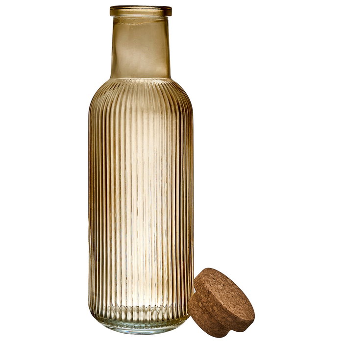 Home Deco Factory Botella de Vidrio Ámbar 1 L con Tapón de Corcho Home Deco Factory Botella de Vidrio Ámbar 1 L con Tapón de Corcho