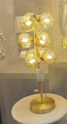 DKD Home Decor Lámpara de Sobremesa de Cristal y Metal Dorado con Bolas