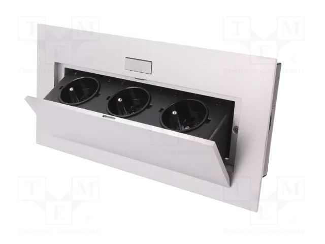 ORNO Regleta de alimentación para muebles, 3 tomas, plata ORNO Regleta de alimentación para muebles, 3 tomas, plata
