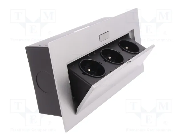 ORNO Regleta de alimentación para muebles, 3 tomas, plata ORNO Regleta de alimentación para muebles, 3 tomas, plata
