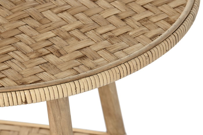 DKD Home Decor Mesita Auxiliar Tropical Marron Bambu Ratan 61 x 49 x 61 cm