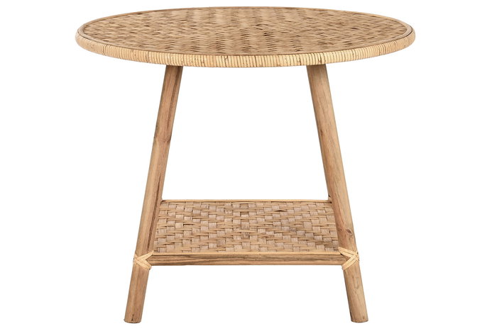 DKD Home Decor Mesita Auxiliar Tropical Marron Bambu Ratan 61 x 49 x 61 cm