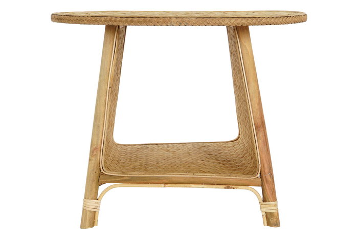 DKD Home Decor Mesita Auxiliar Tropical Marron Bambu Ratan 61 x 49 x 61 cm