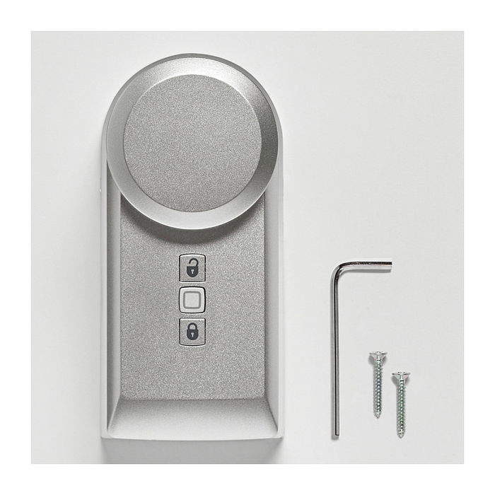 Homematic IP HmIP-DLD-S Cerradura de Puerta Inteligente, Sin Llave, Mando a Distancia, Plata