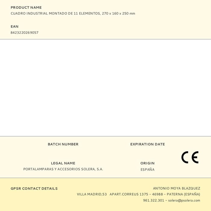 Solera Cuadro industrial montado de 11 elementos 270 x 160 x 250 mm
