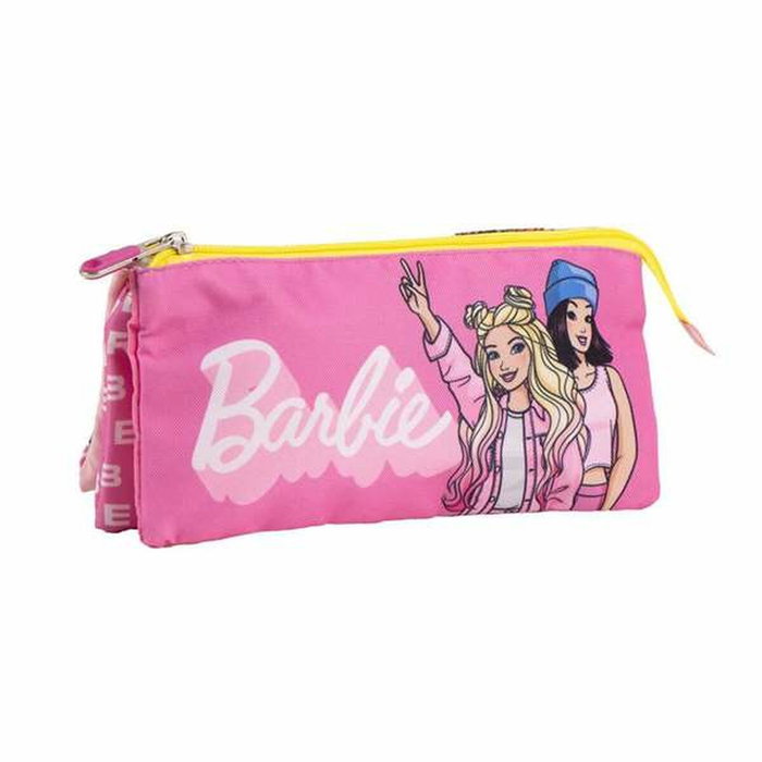 CERDÁ Portatodo Barbie Triple de 3 Compartimentos Fucsia