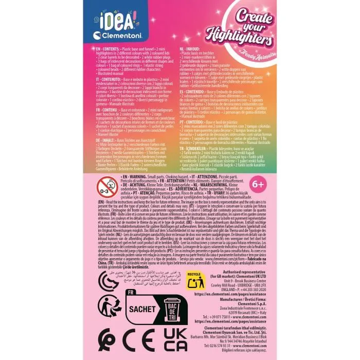 Clementoni 8005125188741 Crea tus fluorescentes Trendy Animals Clementoni 8005125188741 Crea tus fluorescentes Trendy Animals