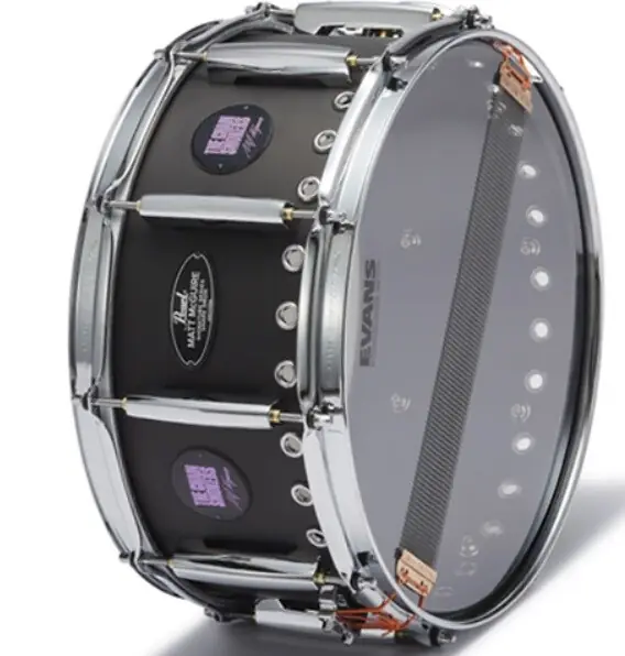 Pearl Caja 14 X 6,5" Matt McGuire Signature Pearl Acero Negro Mate Acero Laminado 1mm Aros SuperHoop II Bellotas CL Bridge Tour's Edition Chip NFC
